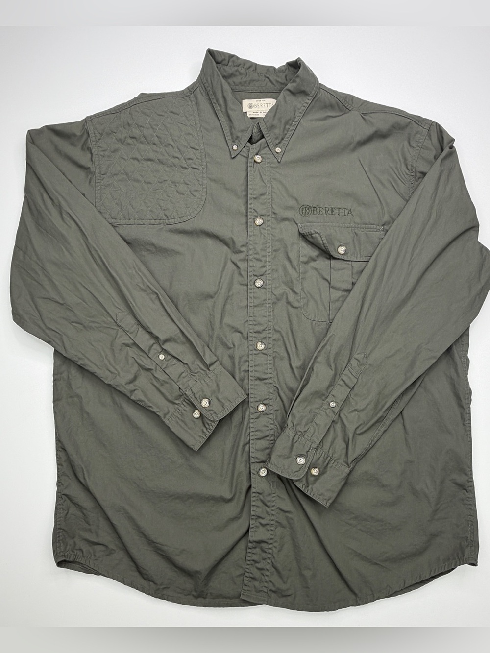 Beretta Men's Long Sleeve TM Shooting Shirt olive green XL GUC